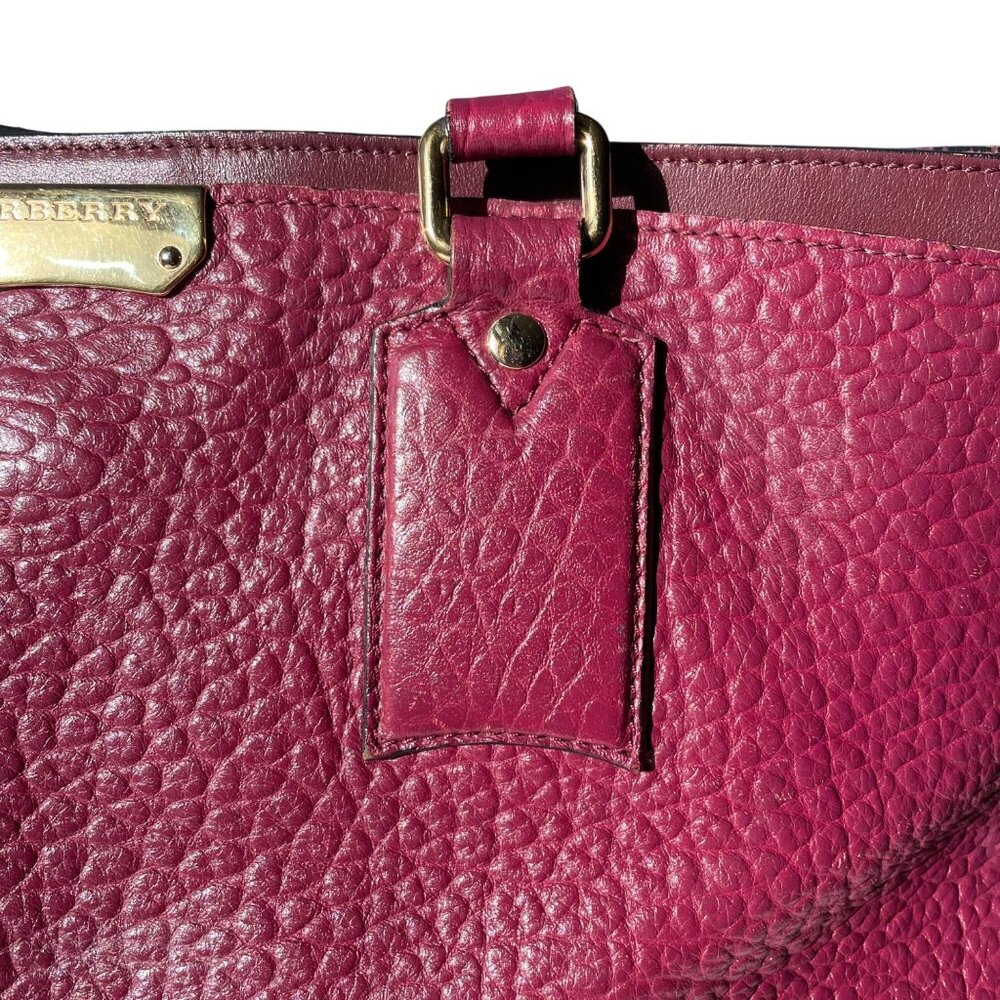 Burberry‎ Heritage Clarborough Tote Grain Smooth Calfskin Damson Magenta Bag - Picture 5 of 16